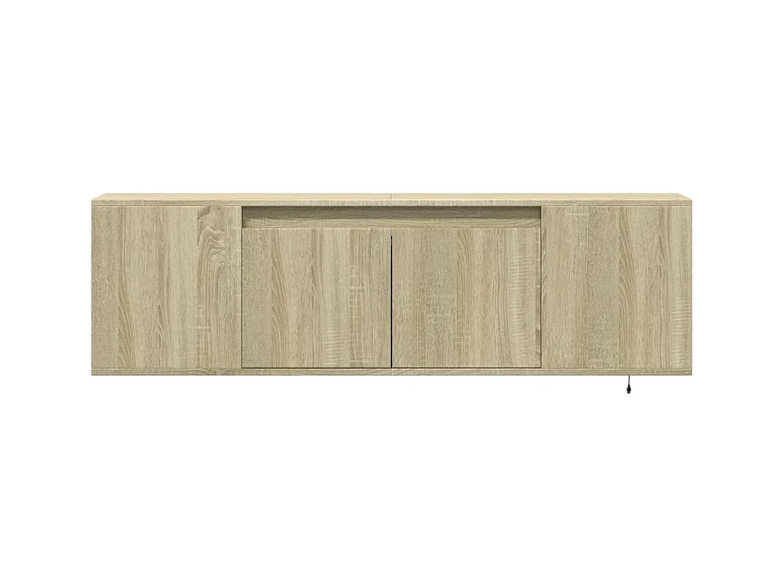 Mobile porta TV a parete con luci LED Rovere Sonoma 135x31x39,5 cm