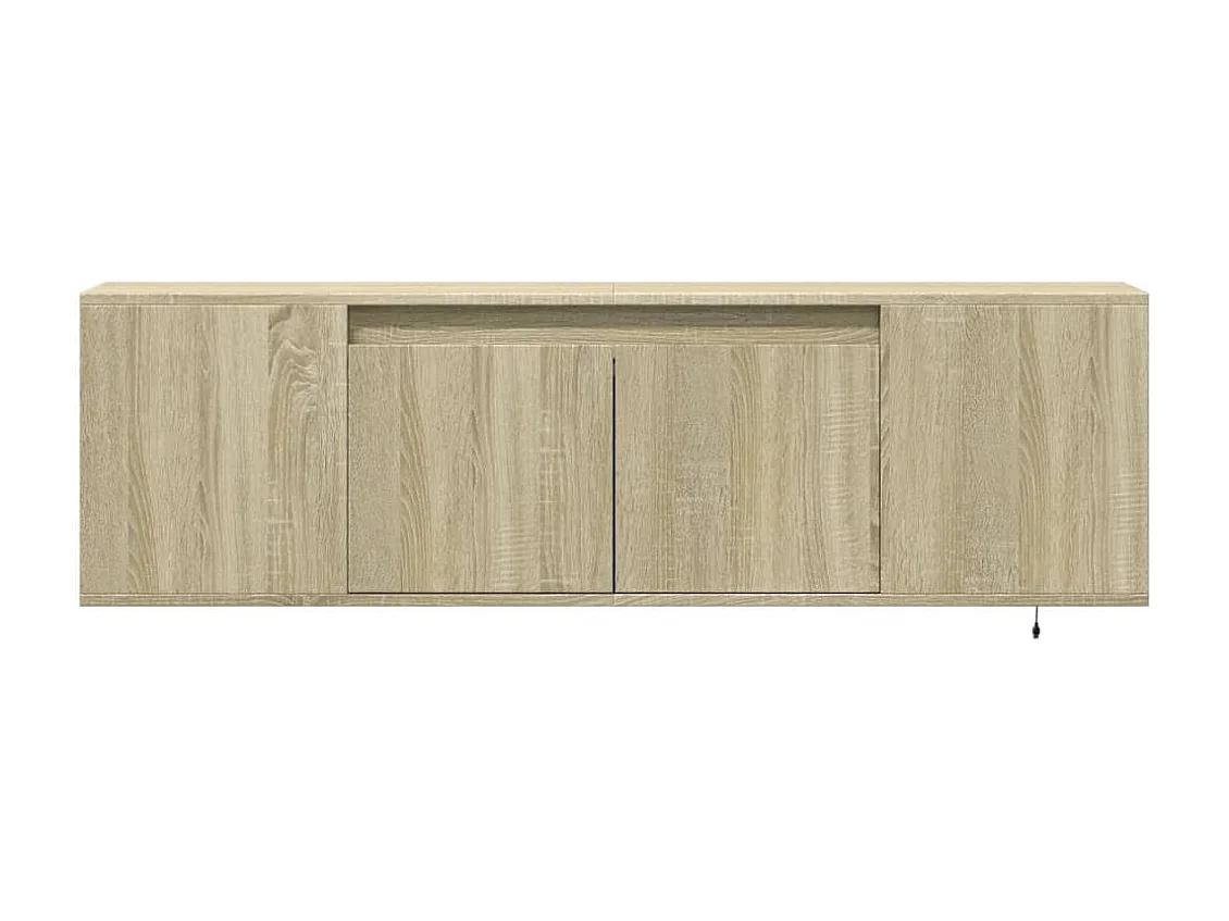 Mueble de TV de pared con luces LED roble Sonoma 135x31x39,5 cm