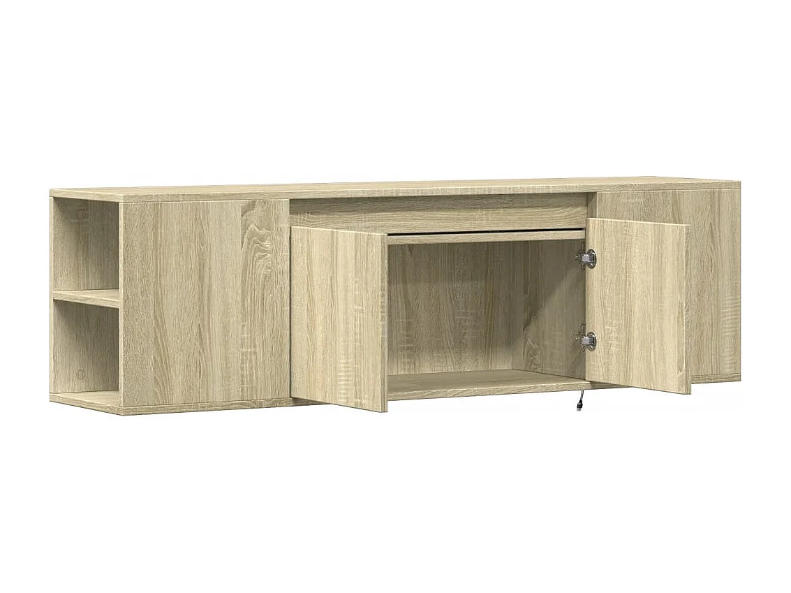 Mueble de TV de pared con luces LED roble Sonoma 135x31x39,5 cm