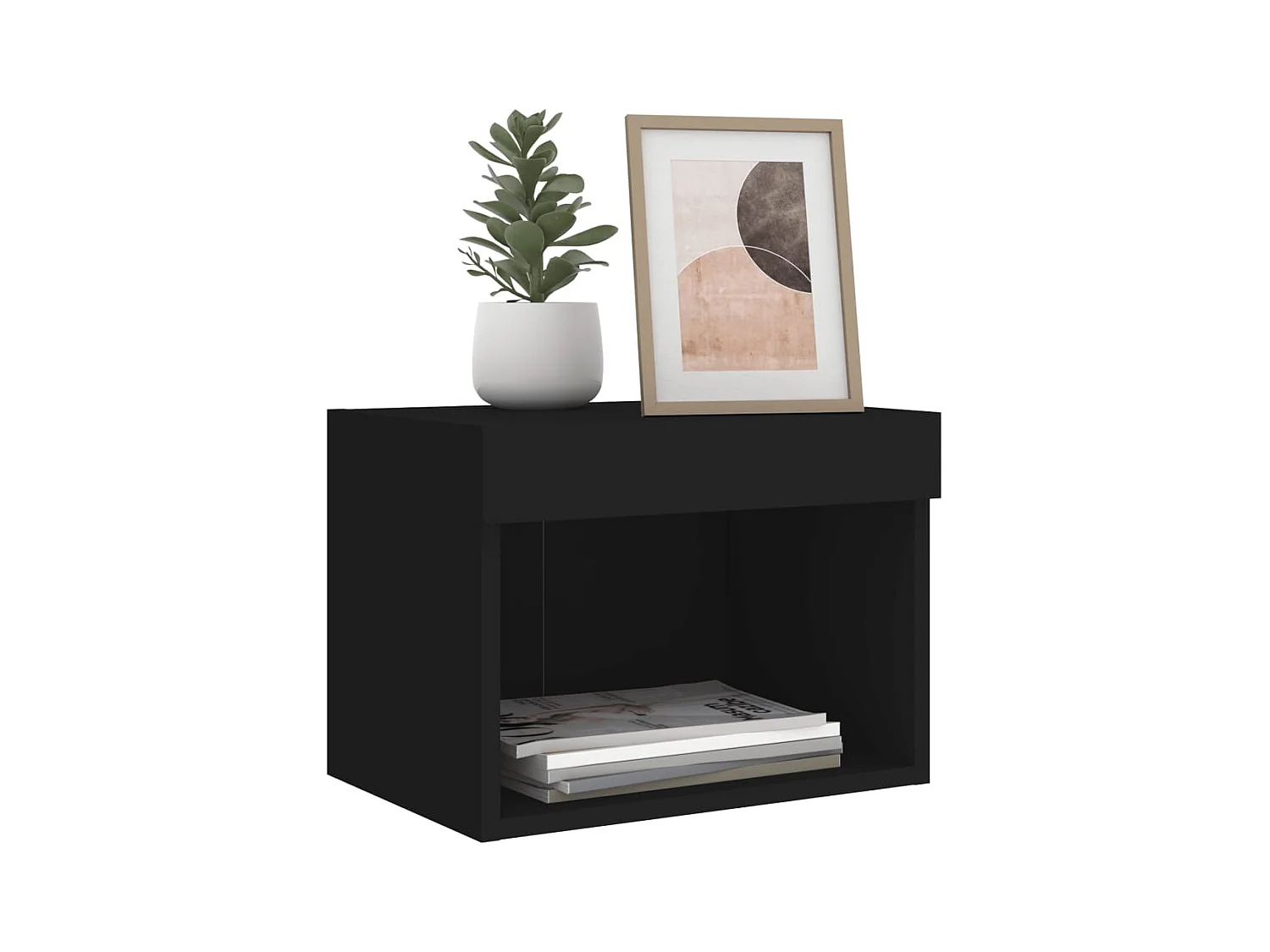 Table de chevet murale avec lumières LED noir