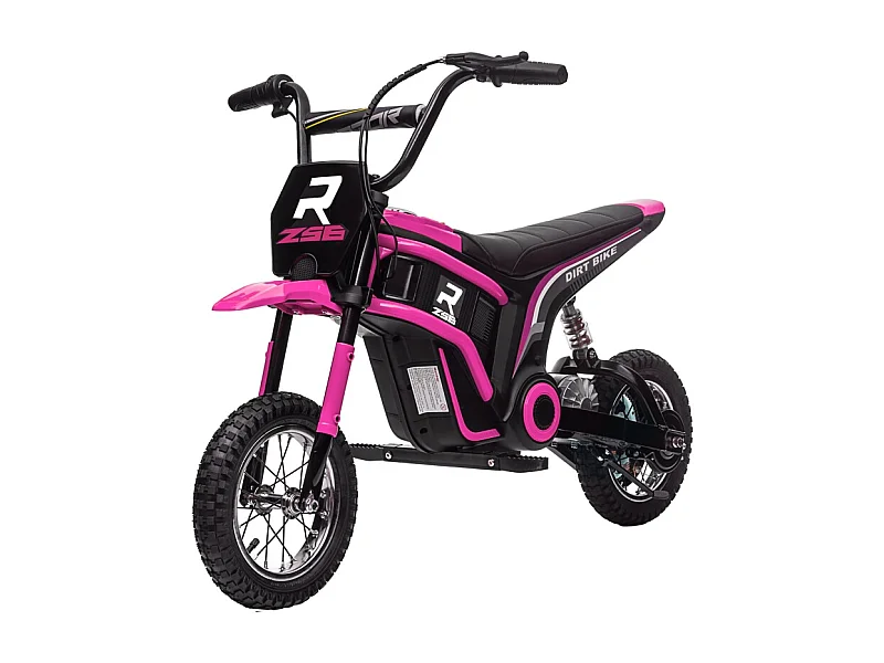 Moto eléctrica infantil, 24V con bocina, iluminación y acelerador de puño, de metal, color rosa (119x64x76,5 cm)