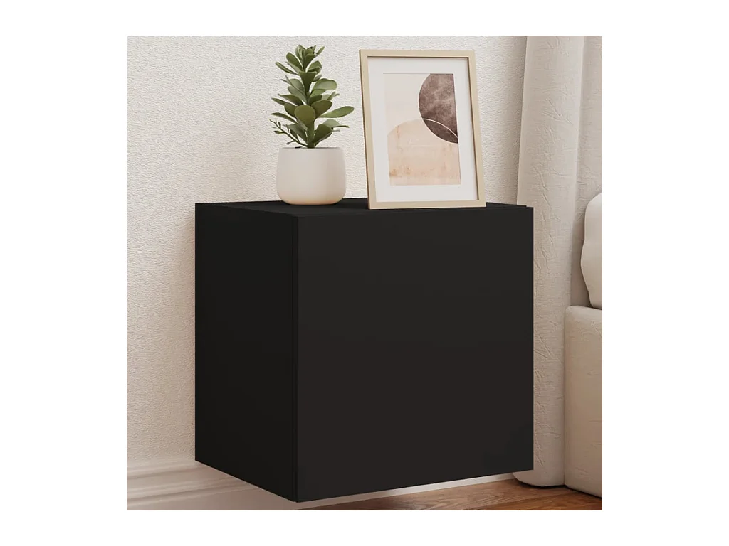 Mobile porta TV a parete con luci LED nero 40,5x35x40 cm