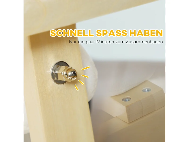 Schommelpaard in de vorm van een hond met geluidsfunctie, gemaakt van hout en metaal, met pluche bekleding, wit (67x32,5x60cm)