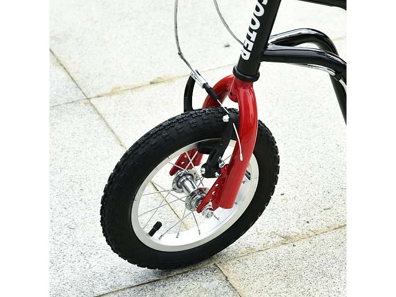 Trottinette enfant réglable, freins avant et arrière, acier, noir, pneus gonflables 12 pouces (120x58x75-80cm)