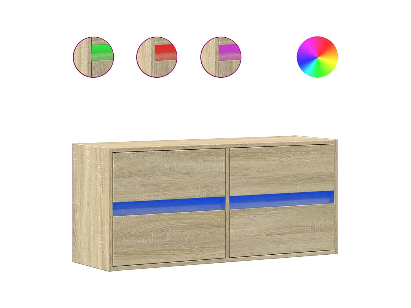 Mobile TV a parete con luci LED, rovere Sonoma, 100x31x45 cm