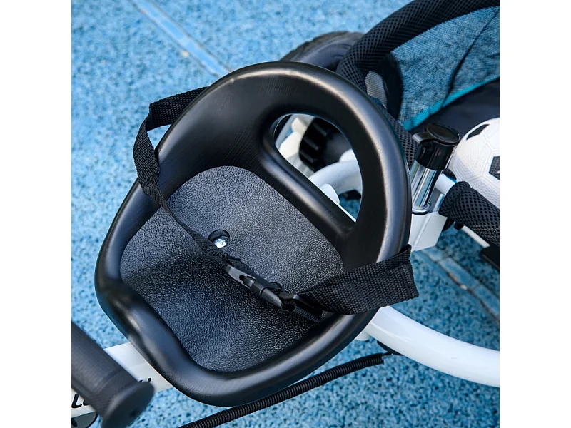 Tricycle évolutif 6-en-1 avec canne parentale, siège rembourré, harnais 5 points et panier, polyester, bleu clair (102x49x102cm)