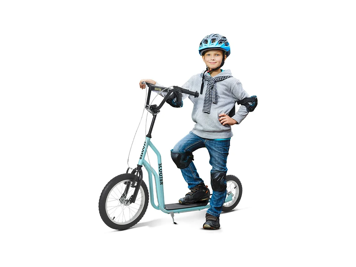Trottinette enfant réglable avec roues gonflables, acier, bleu (135x58x88-94cm)