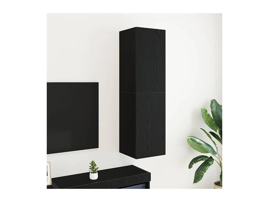 Wandmontierter TV-Schrank Wandmontiert Schwarze Eiche 30,5 x 30 x 110 cm