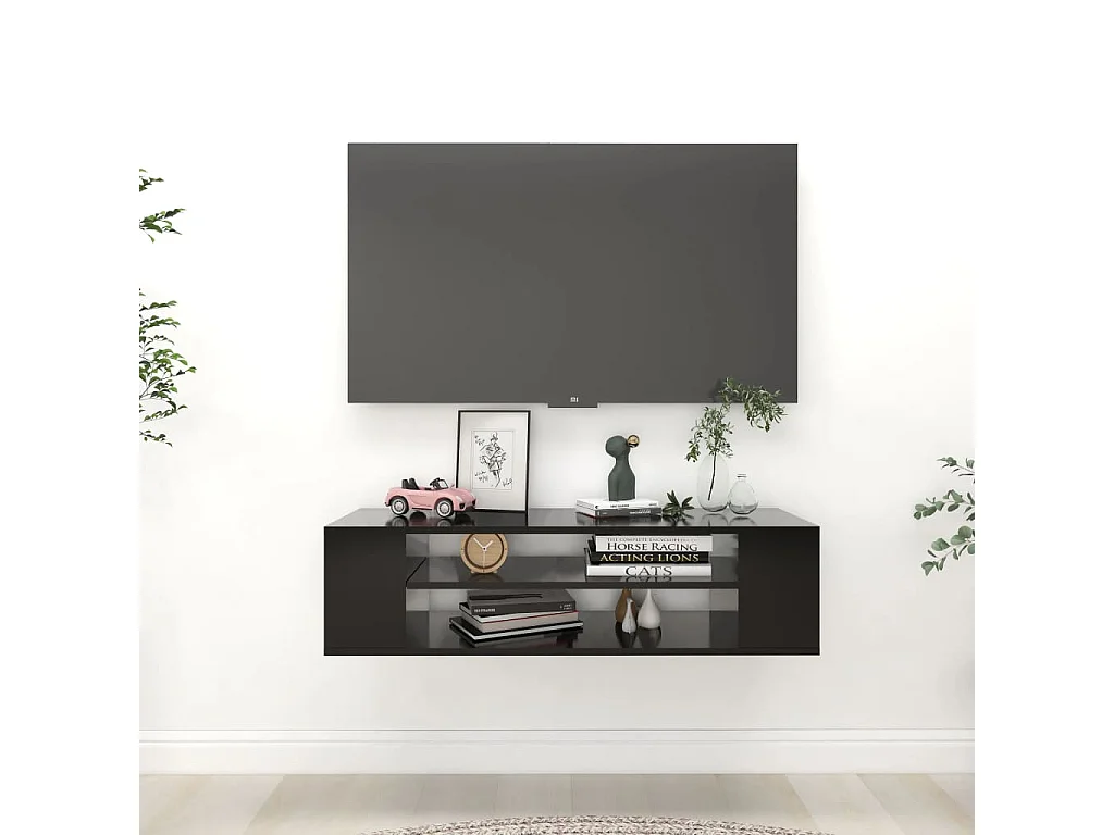 Meuble TV suspendu Noir 100x30x26,5 cm Bois d’ingénierie