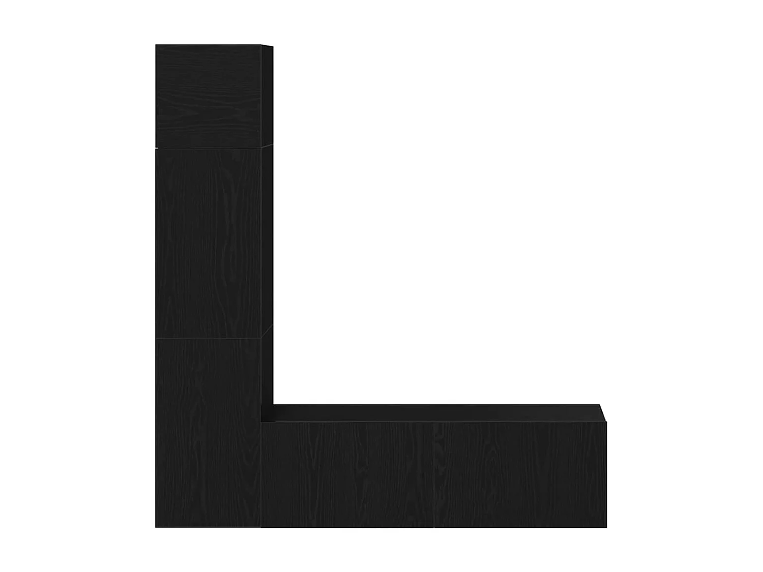 3-teiliges wandmontiertes TV-Set aus schwarzem Eichenholz