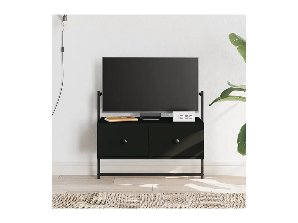 Schwarzer TV-Wandschrank 60,5 x 30 x 51 cm, Holzwerkstoff