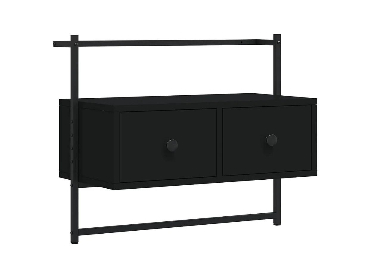 Schwarzer TV-Wandschrank 60,5 x 30 x 51 cm, Holzwerkstoff