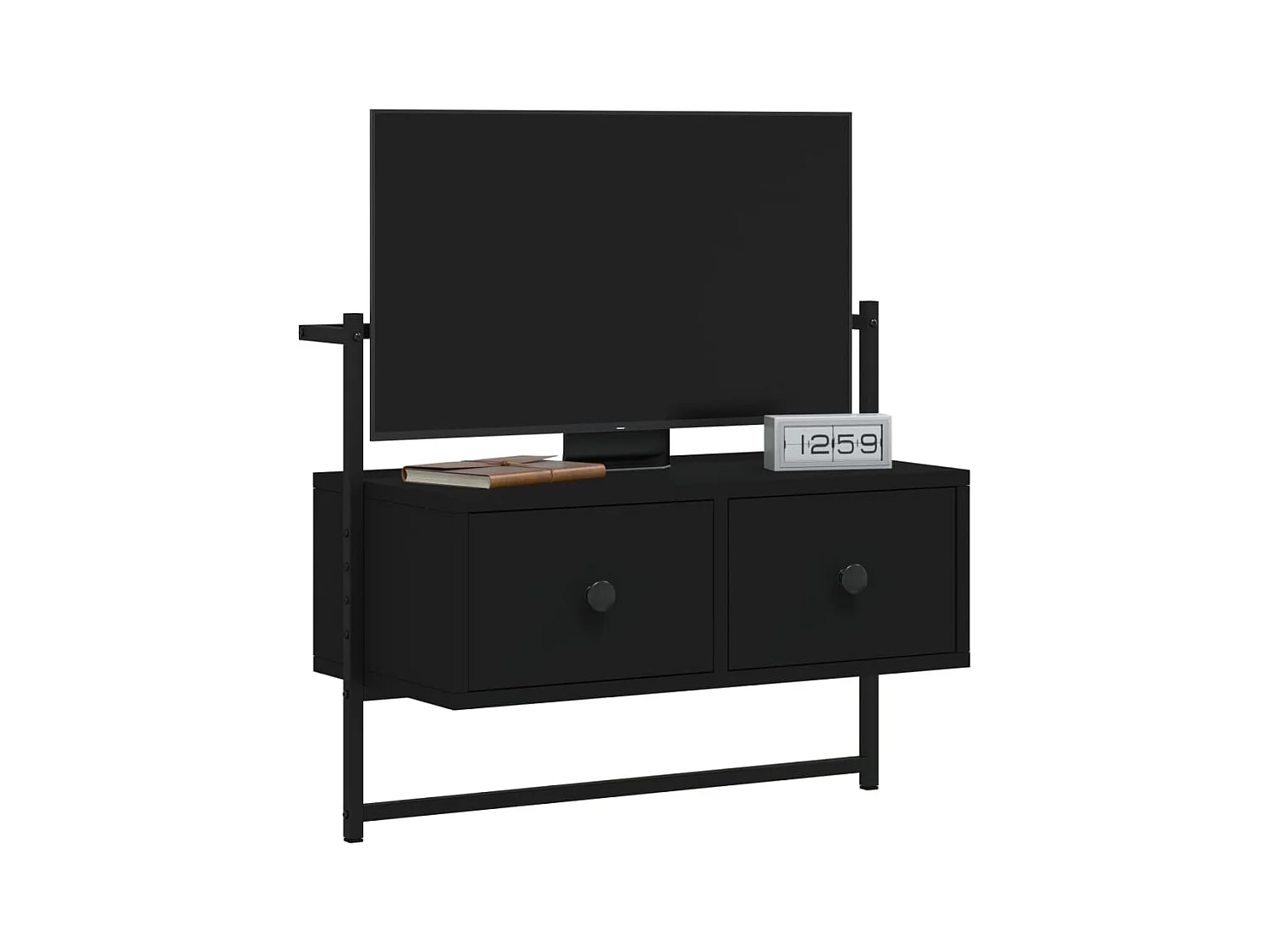 Schwarzer TV-Wandschrank 60,5 x 30 x 51 cm, Holzwerkstoff