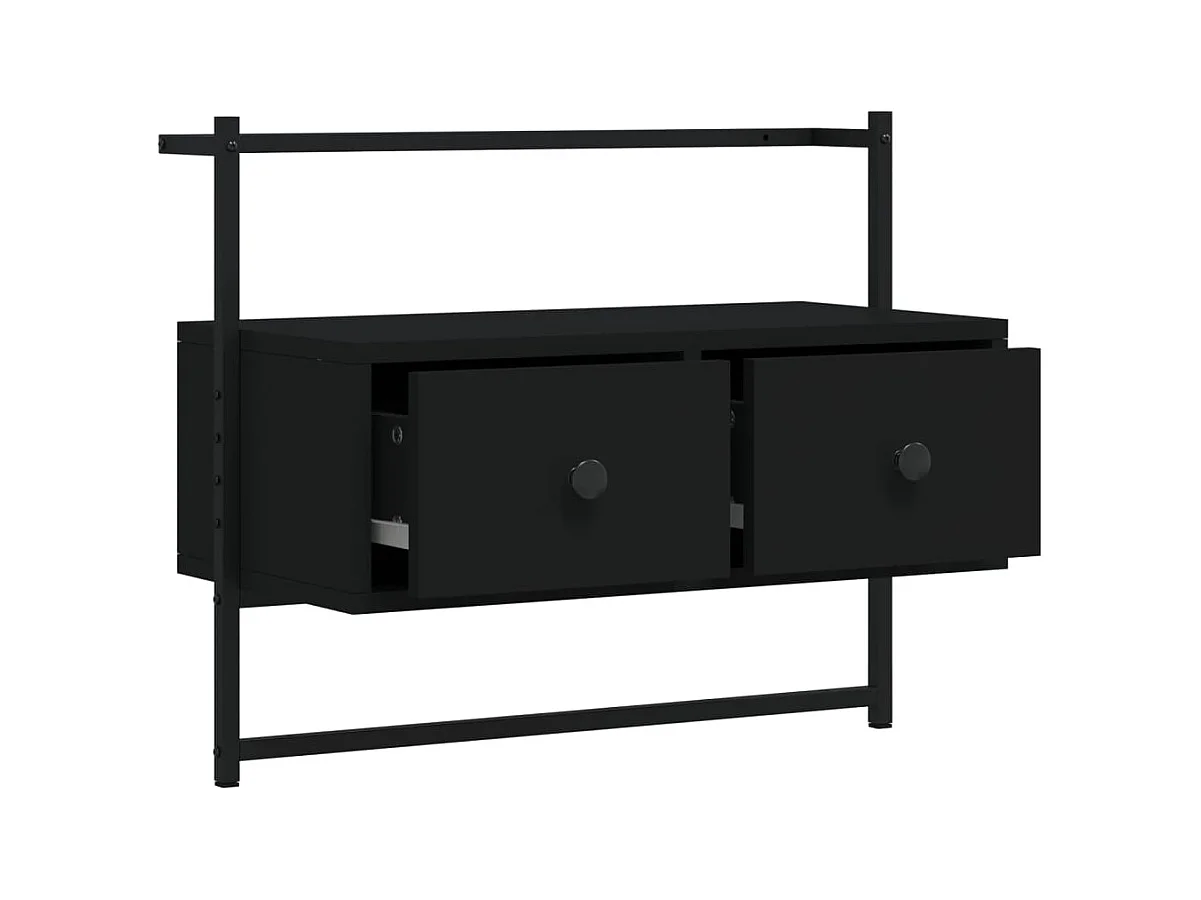 Schwarzer TV-Wandschrank 60,5 x 30 x 51 cm, Holzwerkstoff