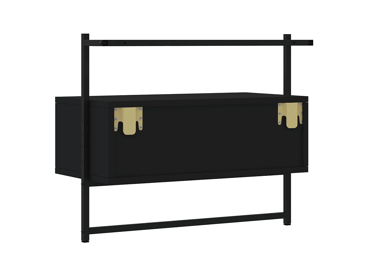 Schwarzer TV-Wandschrank 60,5 x 30 x 51 cm, Holzwerkstoff