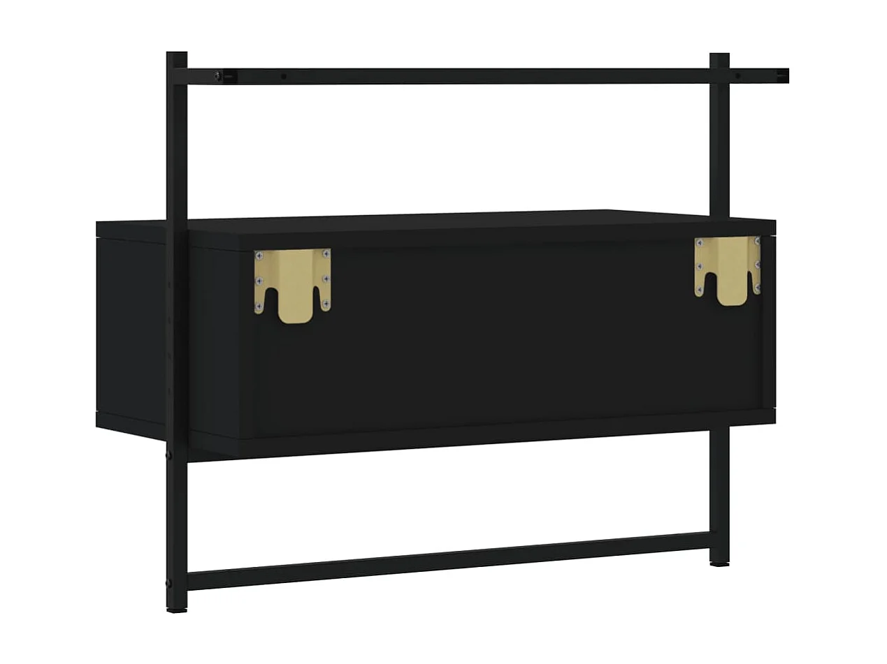Mobile porta TV da parete nero 60,5x30x51 cm in legno ingegnerizzato