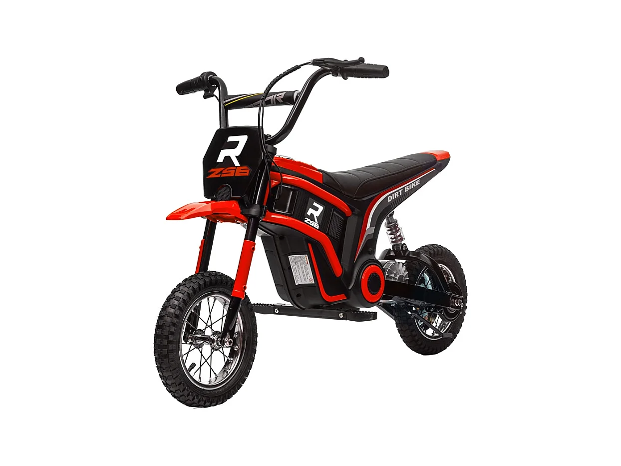 Moto électrique pour enfants, 24V avec klaxon et éclairage, métal, rouge (119x64x76.5 cm)