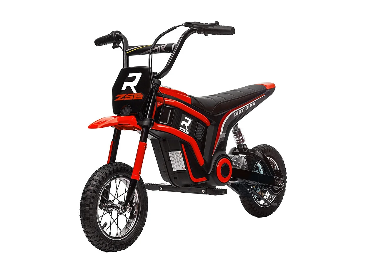Moto électrique pour enfants, 24V avec klaxon et éclairage, métal, rouge (119x64x76.5 cm)