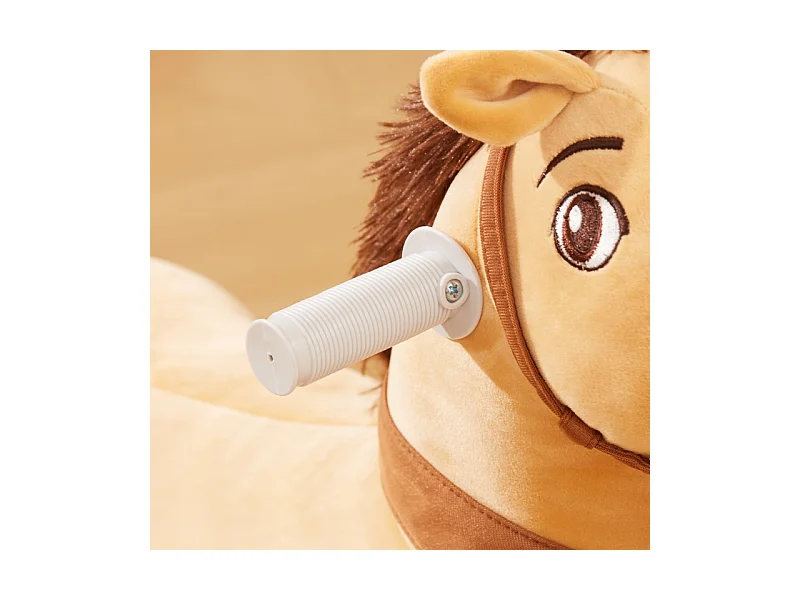 Cheval électrique pour enfant, jouet à bascule avec musique et pédale, polyester, marron (69x34x53cm)
