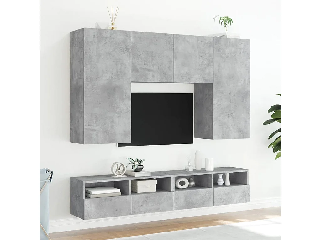 Mobile TV da parete grigio cemento 100x30x30 cm in legno ingegnerizzato