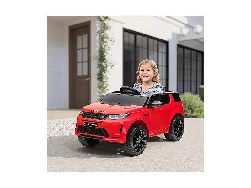 Voiture électrique pour enfants, 12V avec télécommande, LED, musique et klaxon, plastique, rouge (106x65.5x51cm)