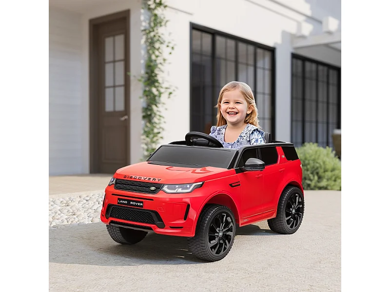 Voiture électrique pour enfants, 12V avec télécommande, LED, musique et klaxon, plastique, rouge (106x65.5x51cm)