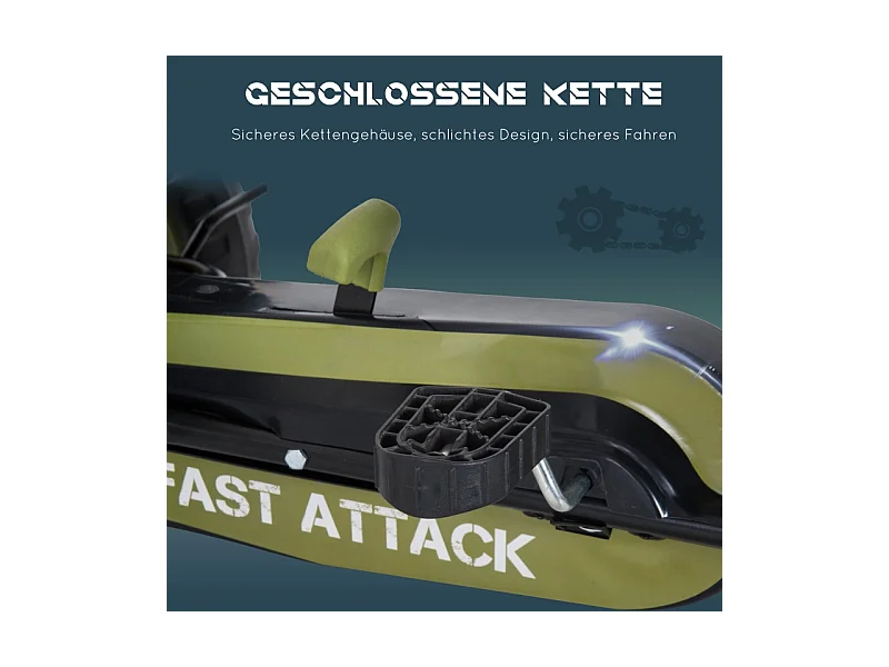 Go-kart à pédales avec frein à main, siège réglable, métal, vert (105x54x61cm)