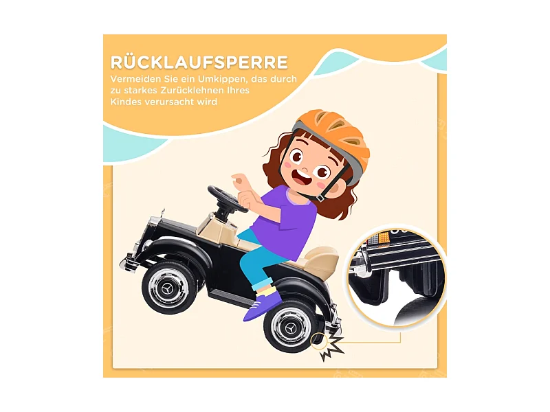 Voiture à pédales pour enfants, design luxe, métal, noir (77.5x41.5x45cm)