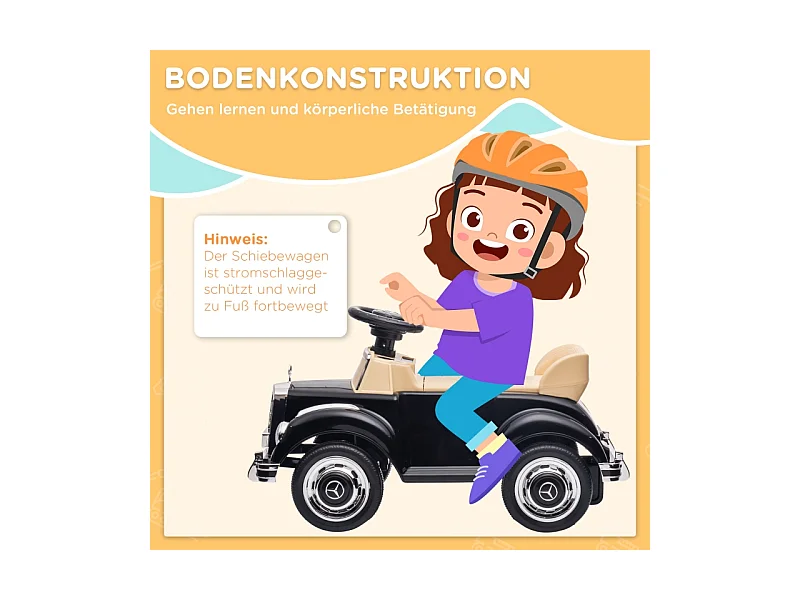 Voiture à pédales pour enfants, design luxe, métal, noir (77.5x41.5x45cm)