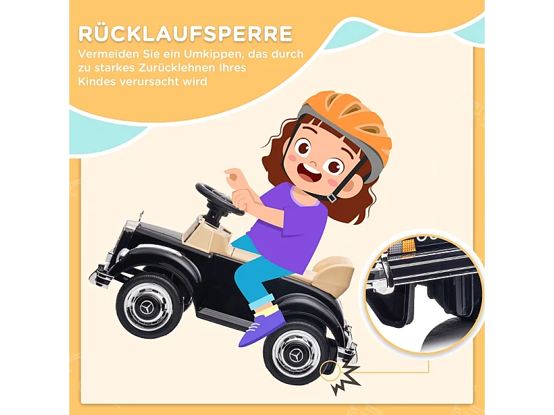 Voiture à pédales pour enfants, design luxe, métal, noir (77.5x41.5x45cm)