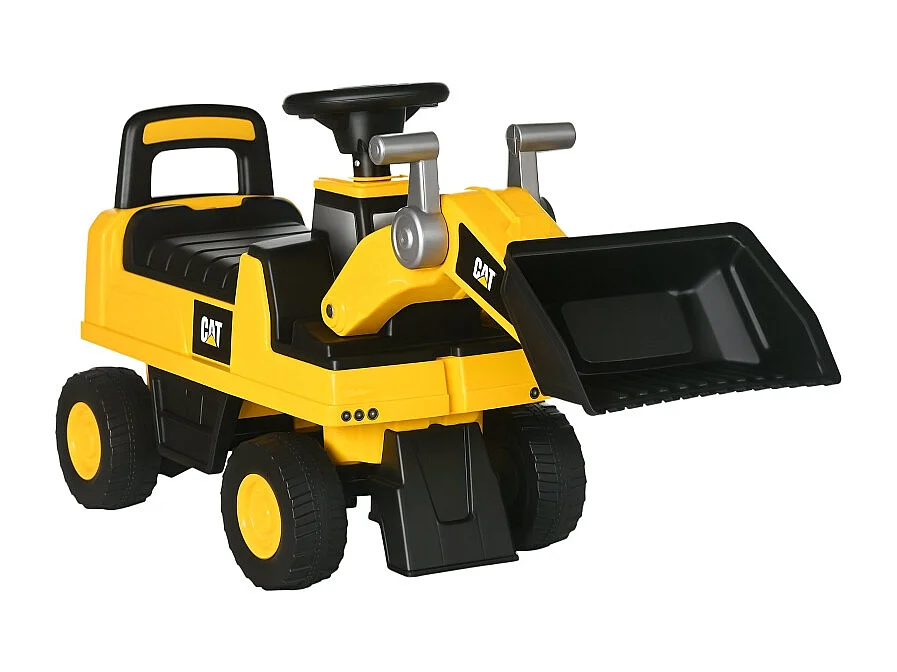 Pelle mécanique pour enfant, tracteur à pédales avec pelle maniable, protection anti-bascule, roues antidérapantes, jaune+noir (78x29.5x54 cm)