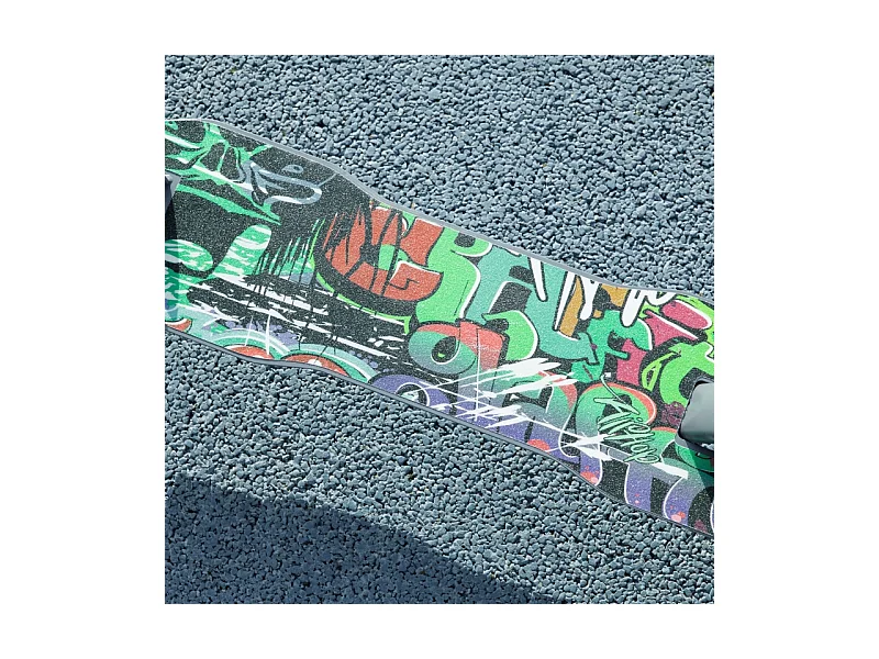 Trottinette pliable pour enfants avec guidon réglable, 2 grandes roues, frein arrière, plastique, vert (94x38x103 cm)