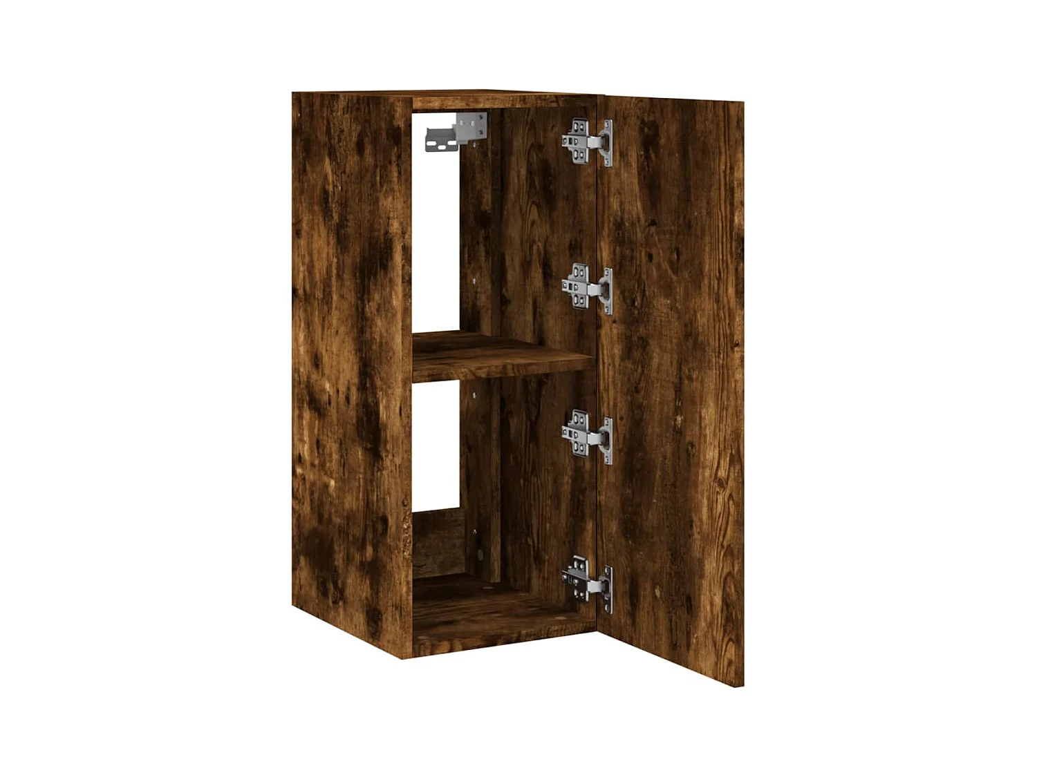 Wandmontierter TV-Schrank mit LED-Beleuchtung, geräucherte Eiche, 30,5 x 35 x 70 cm