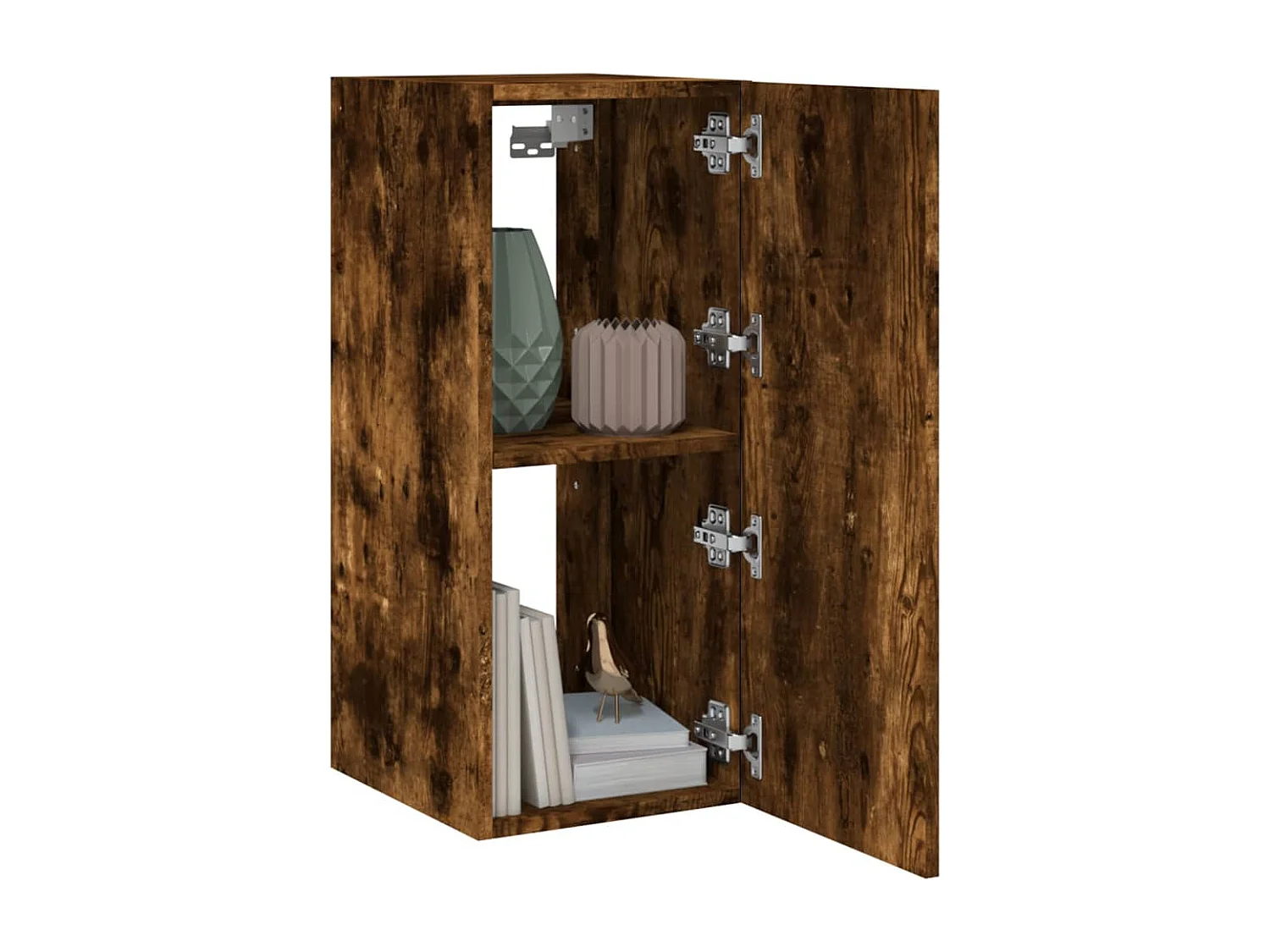 Mobile porta TV a parete con luci LED rovere affumicato 30,5x35x70 cm