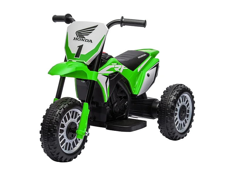 Moto électrique pour enfant, 3 km/h, effets sonores, plastique, vert (71x40.5x43.5 cm)