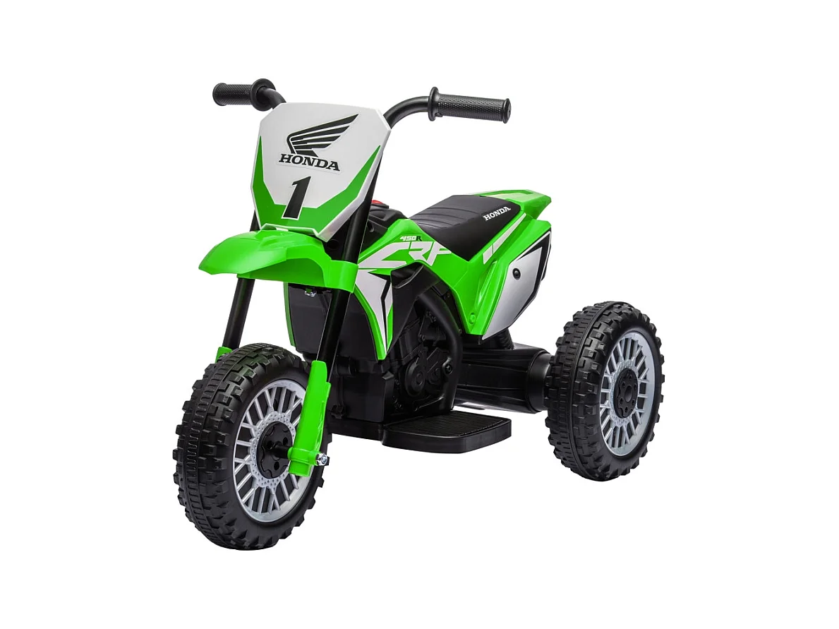 Moto électrique pour enfant, 3 km/h, effets sonores, plastique, vert (71x40.5x43.5 cm)