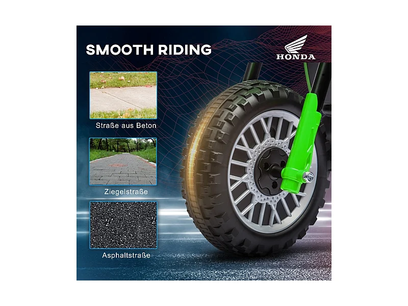 Moto électrique pour enfant, 3 km/h, effets sonores, plastique, vert (71x40.5x43.5 cm)