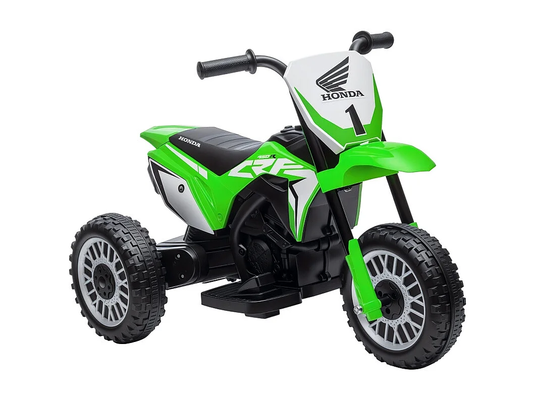 Moto électrique pour enfant, 3 km/h, effets sonores, plastique, vert (71x40.5x43.5 cm)