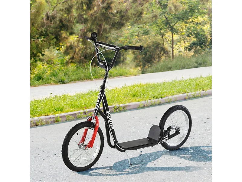 Trottinette pour enfants à partir de 5 ans, réglable, avec pneus gonflables et freins, acier, noir (139x58x96 cm)