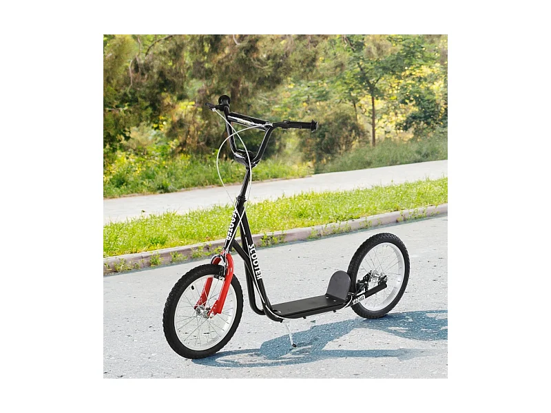 Trottinette pour enfants à partir de 5 ans, réglable, avec pneus gonflables et freins, acier, noir (139x58x96 cm)