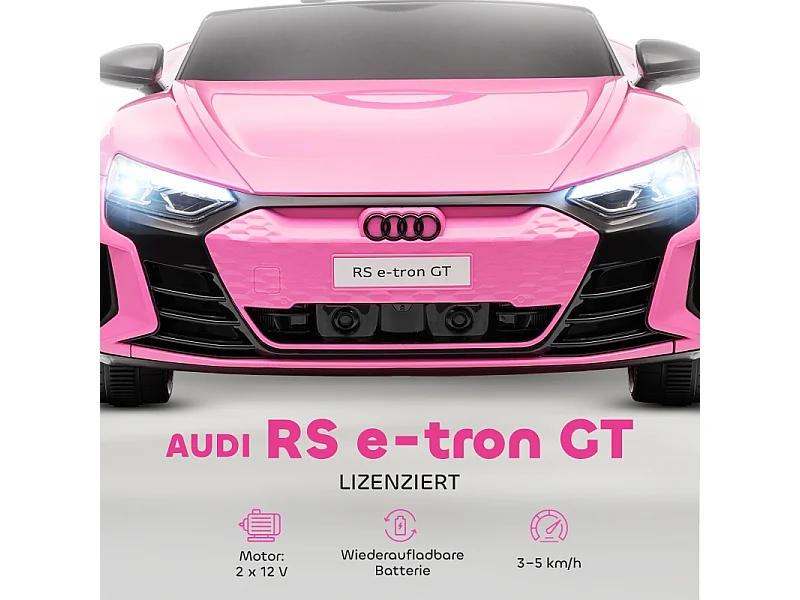 Elektrische kinderauto, 12V, 2 motoren, met 2,4 GHz afstandsbediening, 4 zwevende wielen, roze (103x58x41 cm)