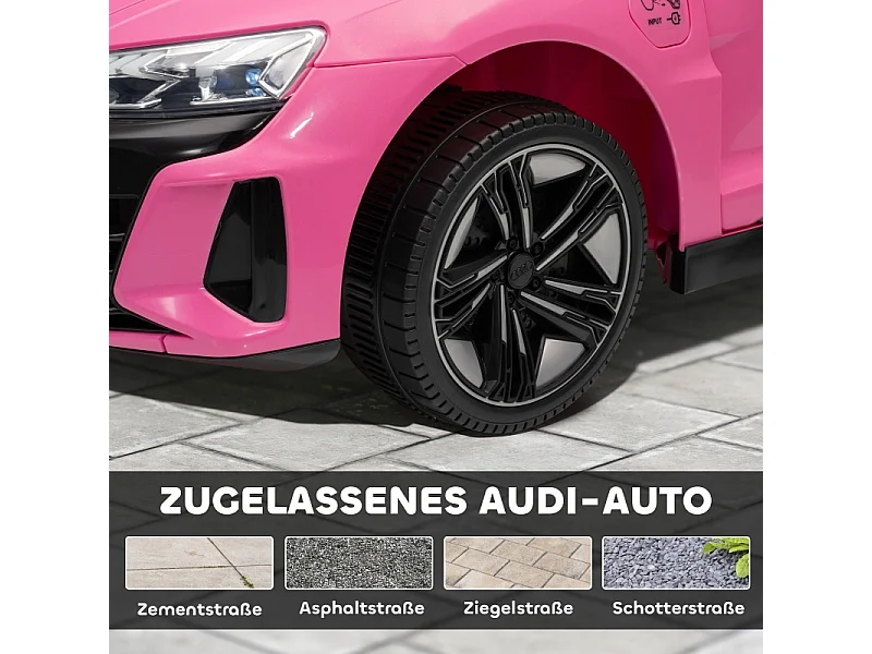 Elektrische kinderauto, 12V, 2 motoren, met 2,4 GHz afstandsbediening, 4 zwevende wielen, roze (103x58x41 cm)