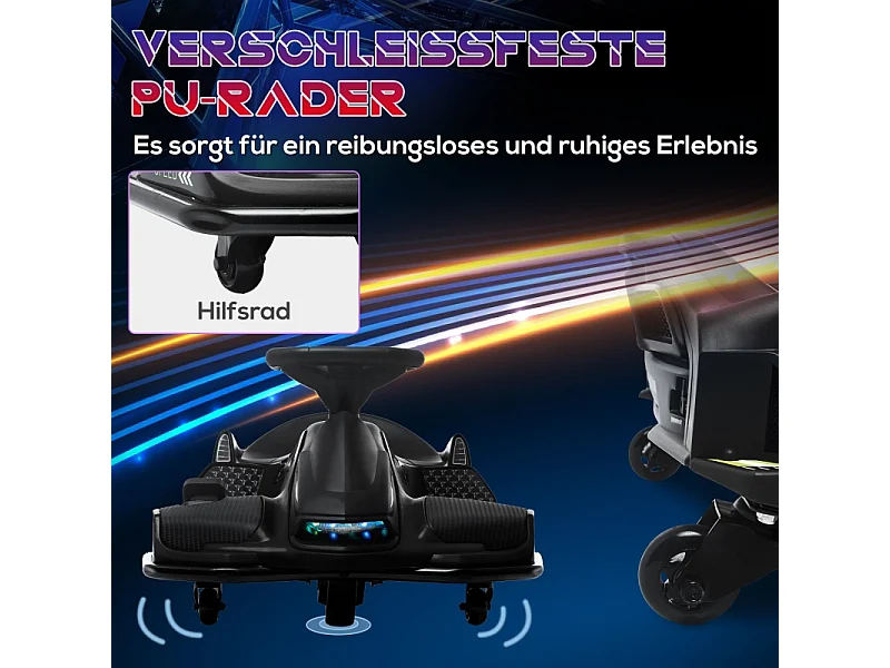 Elektrische skelter voor kinderen, met slipfunctie, rubberen banden, kunststof, zwart (90x53x99cm)