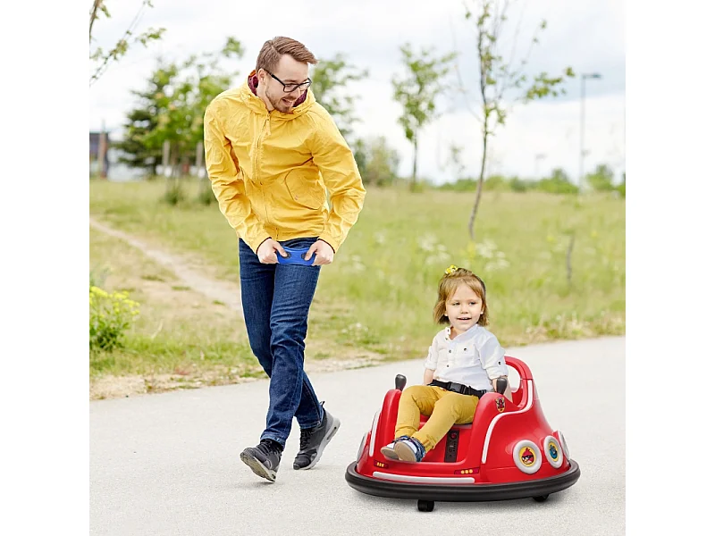 Botsauto voor kinderen met 360° rotatie, afstandsbediening, muziek en led-verlichting, kunststof, rood (73x73x44 cm)