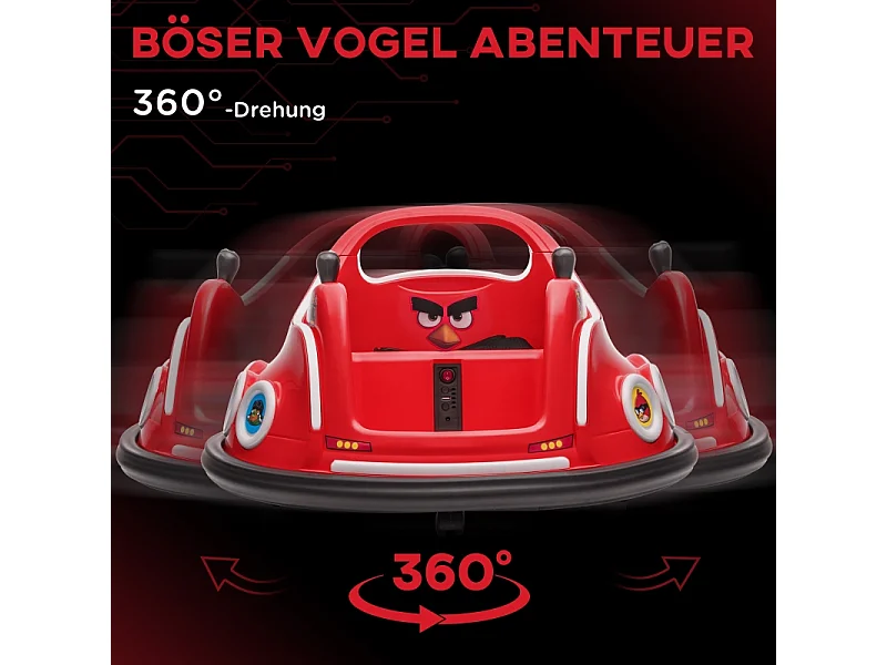 Botsauto voor kinderen met 360° rotatie, afstandsbediening, muziek en led-verlichting, kunststof, rood (73x73x44 cm)