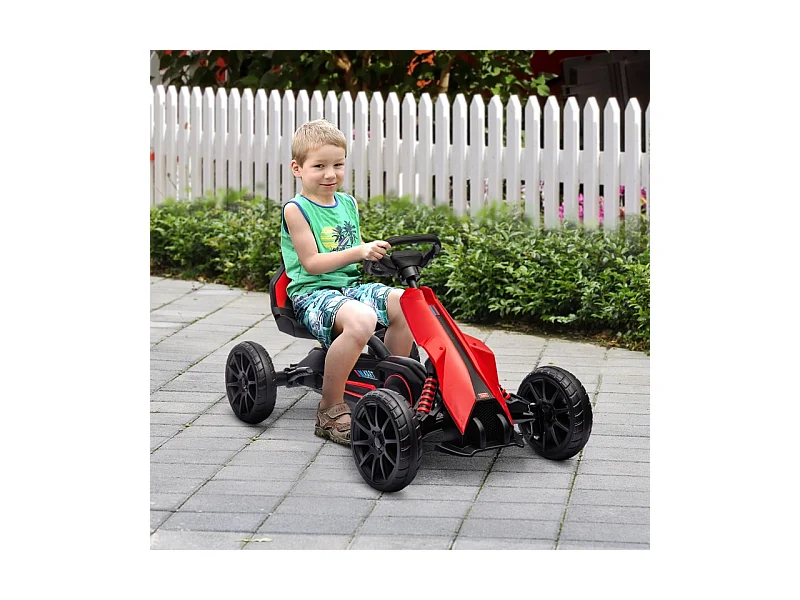Go-kart pour enfants avec siège réglable et frein à main, plastique, rouge (100x58x58.5cm)