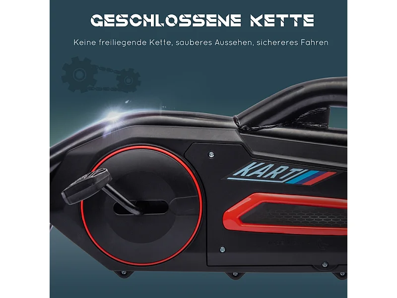 Go-kart pour enfants avec siège réglable et frein à main, plastique, rouge (100x58x58.5cm)