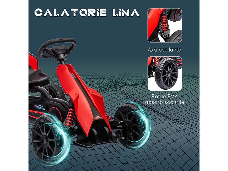 Go-kart pour enfants avec siège réglable et frein à main, plastique, rouge (100x58x58.5cm)