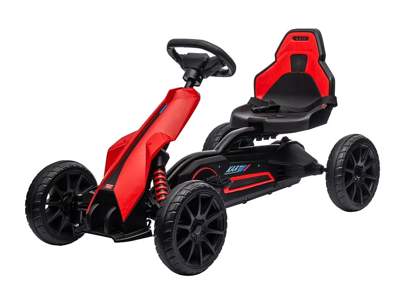 Go-Kart per bambini con sedile regolabile e freno a mano, plastica, rosso (100x58x58,5 cm)