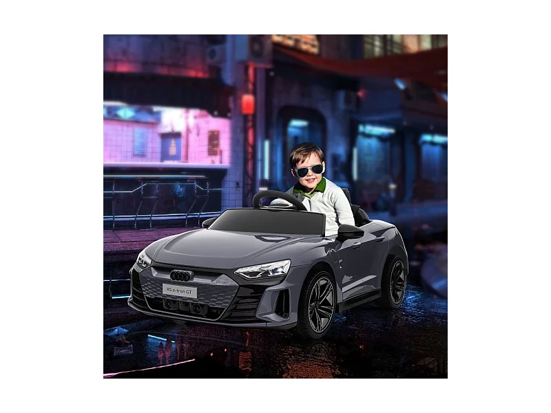 Voiture électrique pour enfants 12V, 2 moteurs, télécommande 2,4 GHz, 4 roues amorties, gris (103x58x41cm)